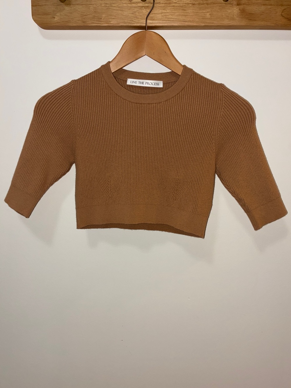 Live The Process Cropped Ribbed Sweater